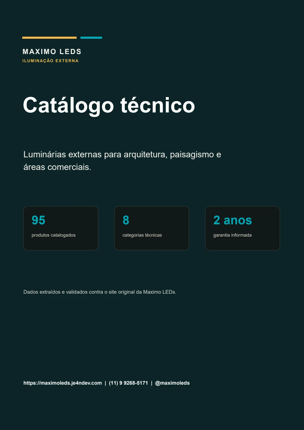 Capa do catálogo técnico Maximo LEDs